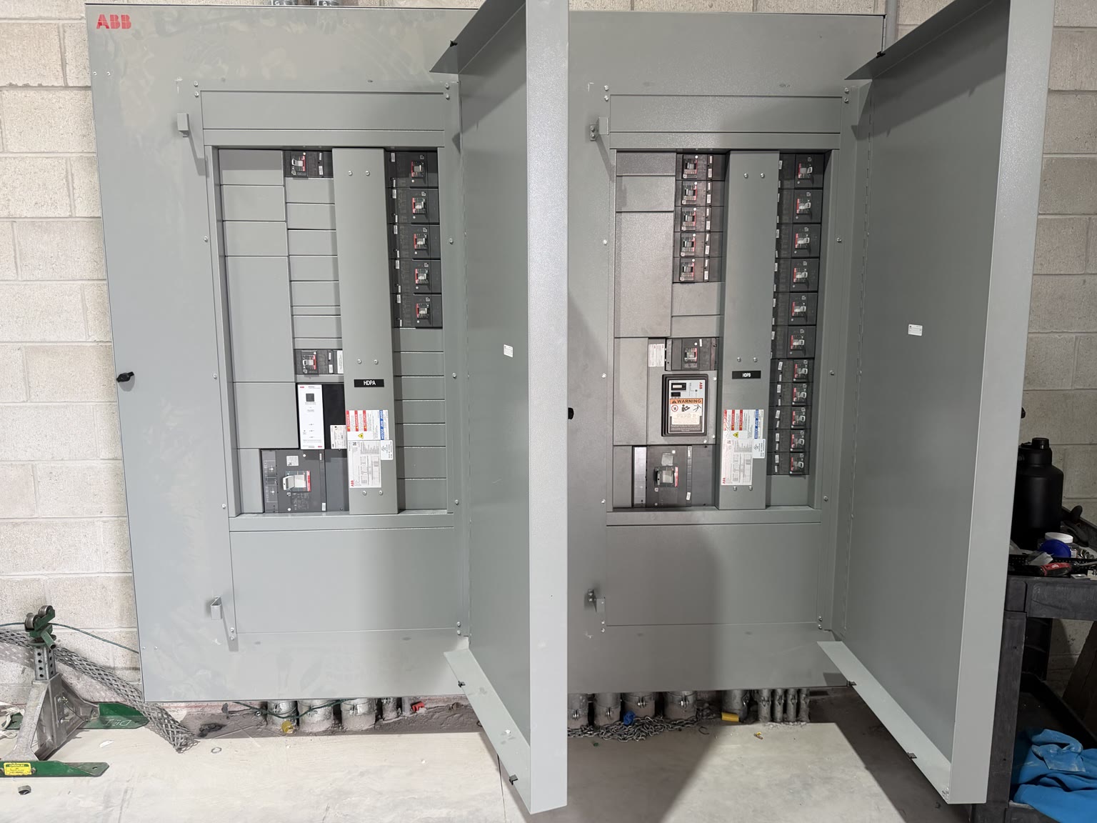 Completed ABB commercial main distribution panelboards