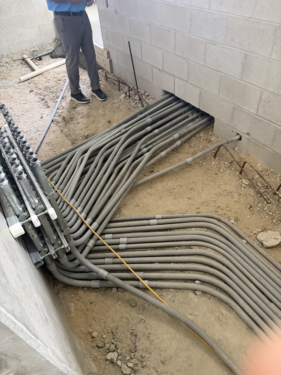 Organized underground electrical conduit infrastructure installed by Brens Electric